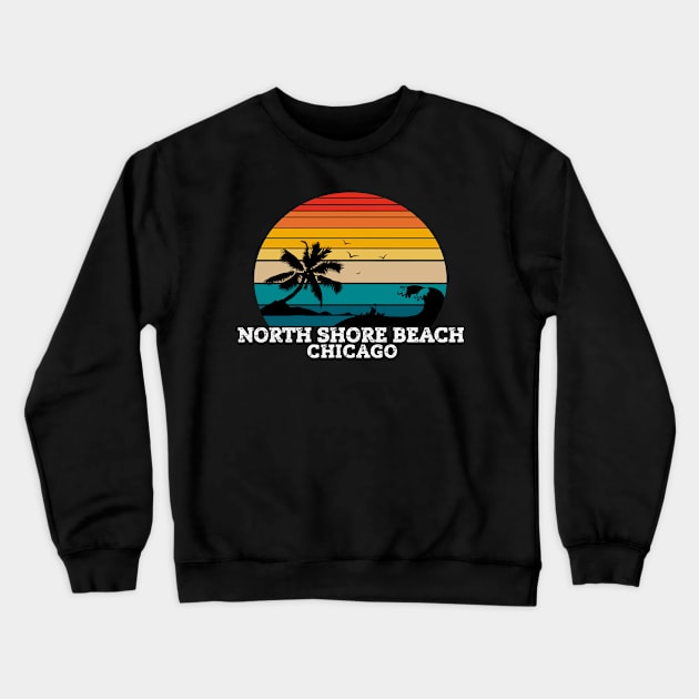 North Shore Beach Chicago Beaches Crewneck Sweatshirt by Kerlem